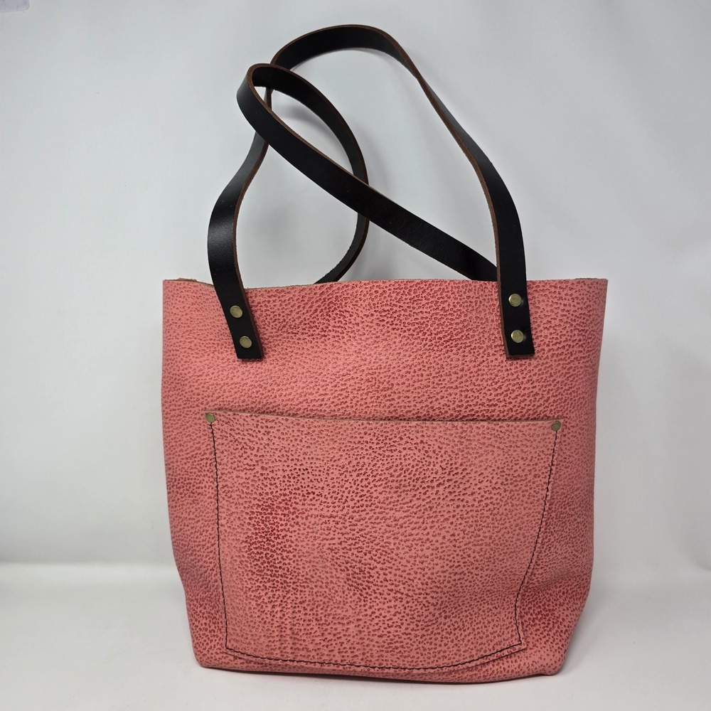 Portland Leather Goods Large Tote Classic Flamingo Pink Pebbled Leather Bag PLG